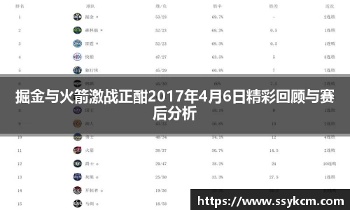 掘金与火箭激战正酣2017年4月6日精彩回顾与赛后分析